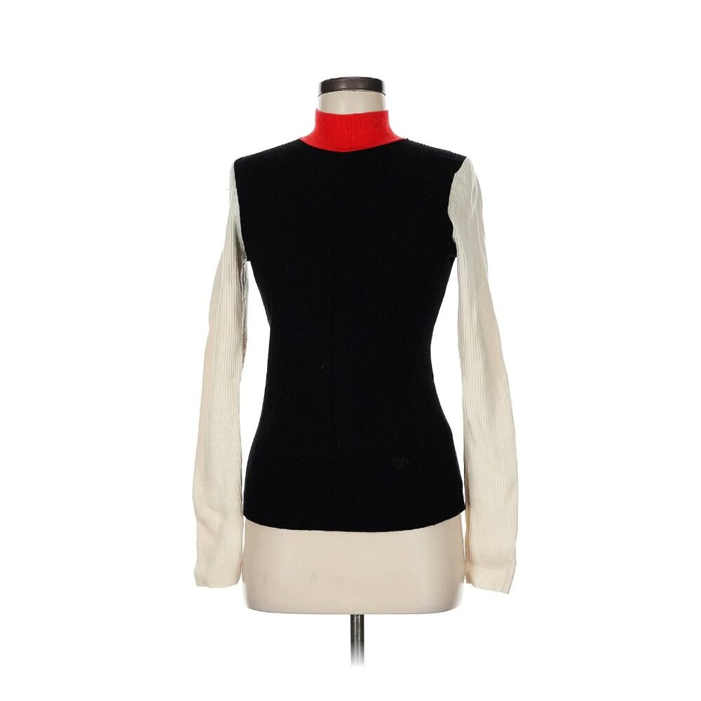 Tory Burch  Merino wool pullover colorblock demi turtleneck sweater
